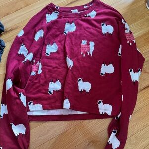 sleep long sleeve shirt red with sheep on it size XS